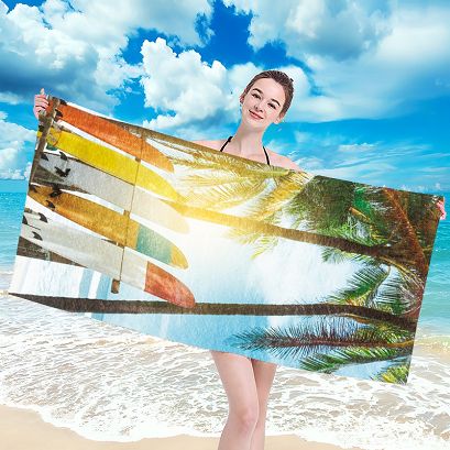 Ręcznik plażowy 100x180 wielokolorowy deski surfingowe w cieniu plam