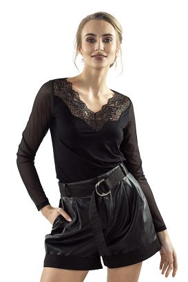 Bluzka damska z tiulowymi rękawami Giulietta czarna