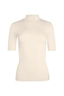 Bluzka damska półgolf z krótkim rękawem LAYLA kolor: wanilia