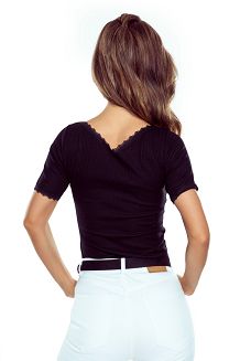 Koszulka damska t-shirt z koronką Daya Eldar czarna