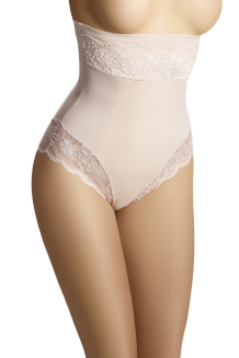 Majtki damskie wysokie z koronką Valeria beżowe