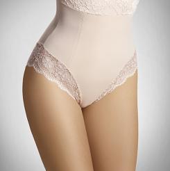 Majtki damskie wysokie z koronką Valeria beżowe