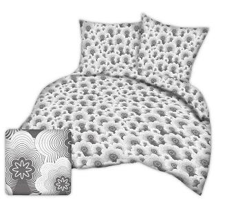 Pościel z kory 160x200 szare białe geometryczne kwiaty