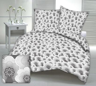 Pościel z kory 160x200 szare białe geometryczne kwiaty