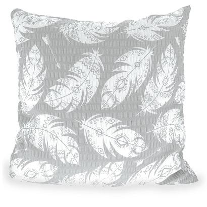 Poszewka z kory 50x60 szara w białe piórka