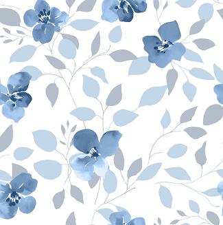 Koszula damska LUNA kod 338 biała w niebieskie szare kwiaty listki