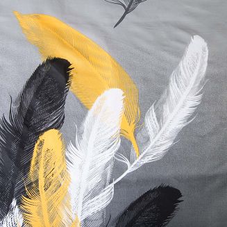 Pościel satyna bawełniana SATYNLOVE 140x200 szara w białe złote czarne pióra