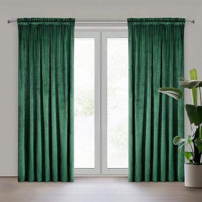 Zasłona gotowa na taśmie MELANIE 140x270 Eurofirany butelkowy zielony