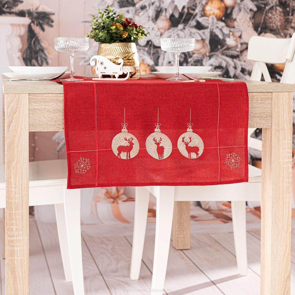 BŁYSZCZĄCY RENIFER Bieżnik z haftem szer.50cm x wys.100cm kolor 003 czerwony 295157/KSP/L03/050100/1