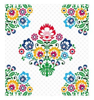 Narzuta dekoracyjna FOLKLOR 220x240 Detexpol kwiaty łowickie