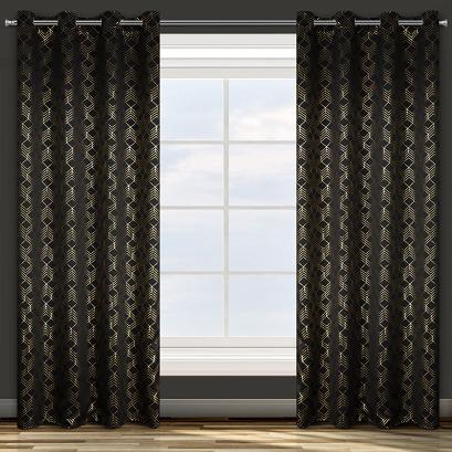 Zasłona gotowa na przelotkach POLI 140x250 Design91 czarna
