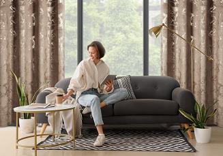 Zasłona gotowa na przelotkach RAJA 140x250 Eurofirany brązowy