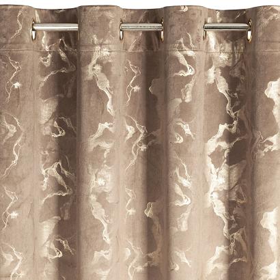 Zasłona gotowa na przelotkach RAJA 140x250 Eurofirany brązowa szampański błyszczący marmurek