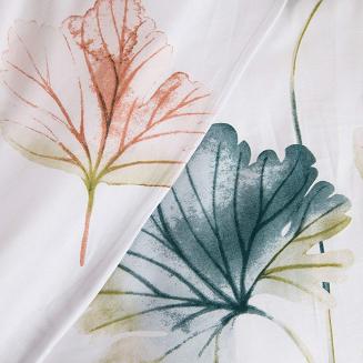 Pościel satyna bawełniana SATYNLOVE 220x200 biała w pastelowe liście