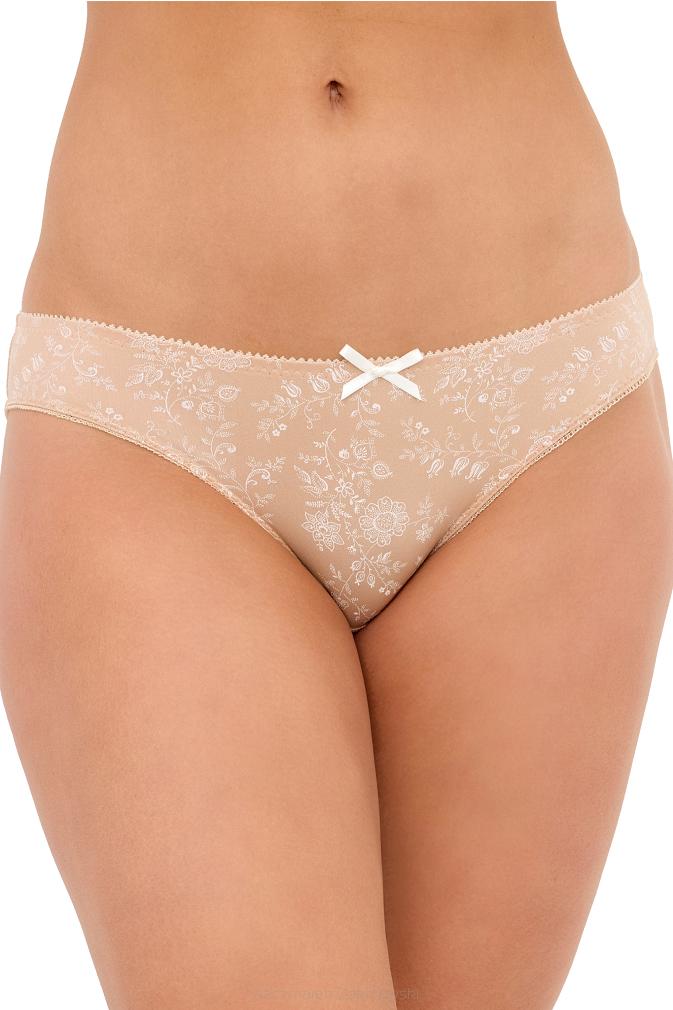 Figi damskie Dina 046 beżowe w roślinnym wzorze