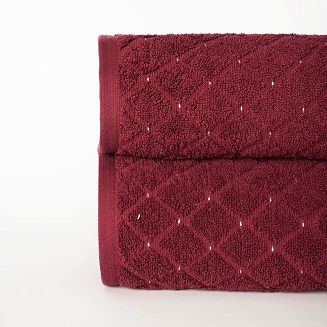 Ręcznik bawełniany OLIWIER 70x140 geometryczny wzór burgundowy