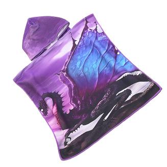 Poncho dziecięce plażowe 60x60 fioletowe smok