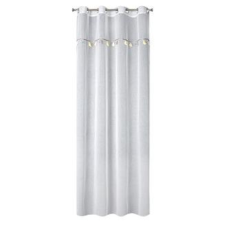 Firana gotowa na przelotkach 140X250 KIDS Eurofirany biała z dekoracyjną taśmą z wiszącymi trójwymiarowymi słonikami