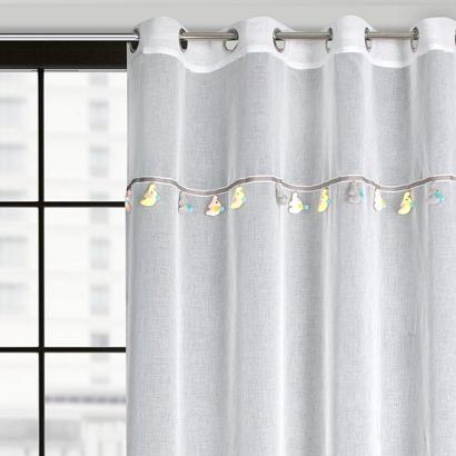 Firana gotowa na przelotkach 140X250 KIDS Eurofirany biała z trójwymiarowymi słonikami