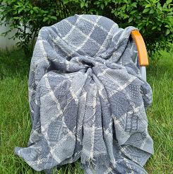 Komplet dekoracyjny narzuta 160x205 + 2x 60x160 ROMBY-KRATKA grafitowy ekri