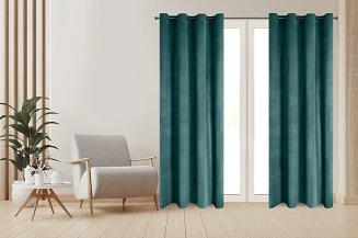 Zasłona gotowa na przelotkach DARLA 140x250 Eurofirany ciemnoturkusowy