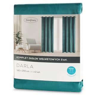 Zasłona gotowa na przelotkach DARLA 140x250 Eurofirany ciemnoturkusowy