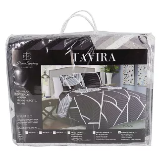 Narzuta dekoracyjna z poszewkami TAVIRA 220x240 fioletowa czarna biała szara paski