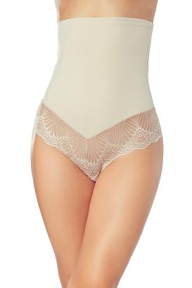 Wysokie majtki modelujące z koronką Valenta beżowe