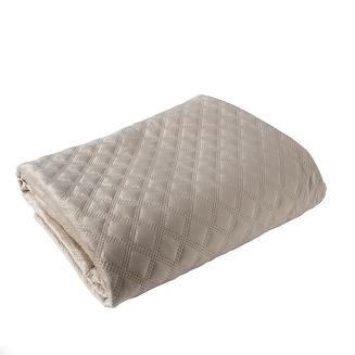 Narzuta dekoracyjna VELVI 70x160 pikowana w geometryczny wzór ciemnobeżowa