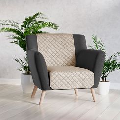 Narzuta dekoracyjna VELVI 70x160 pikowana w geometryczny wzór ciemnobeżowa