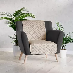 Narzuta dekoracyjna VELVI 70x160 pikowana w geometryczny wzór ciemnobeżowa