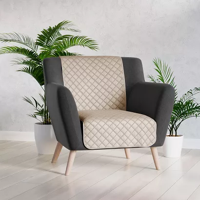 Narzuta dekoracyjna VELVI 70x160 pikowana w geometryczny wzór ciemnobeżowa