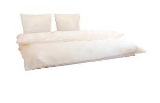 Pościel haftowana z prześcieradłem 160x200 kremowa