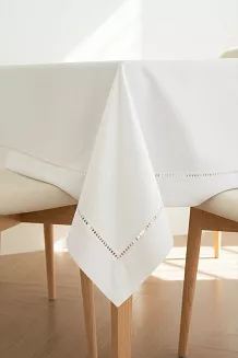 Biały Obrus z Mereżką 140x320 CLASSY