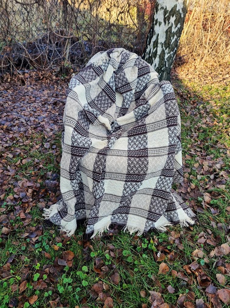 Komplet dekoracyjny narzuta 170x205 + 2x 60x170 brązowa kremowa krata