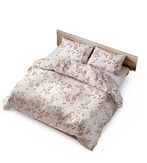 Pościel bawełniana 160x200 biała beżowa brązowa kwiaty vintage