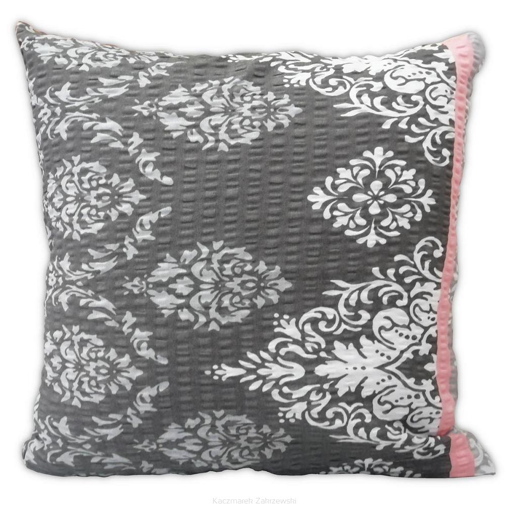Poszewka z kory 40x40 wzór wycinanka | różowy pas / ornament