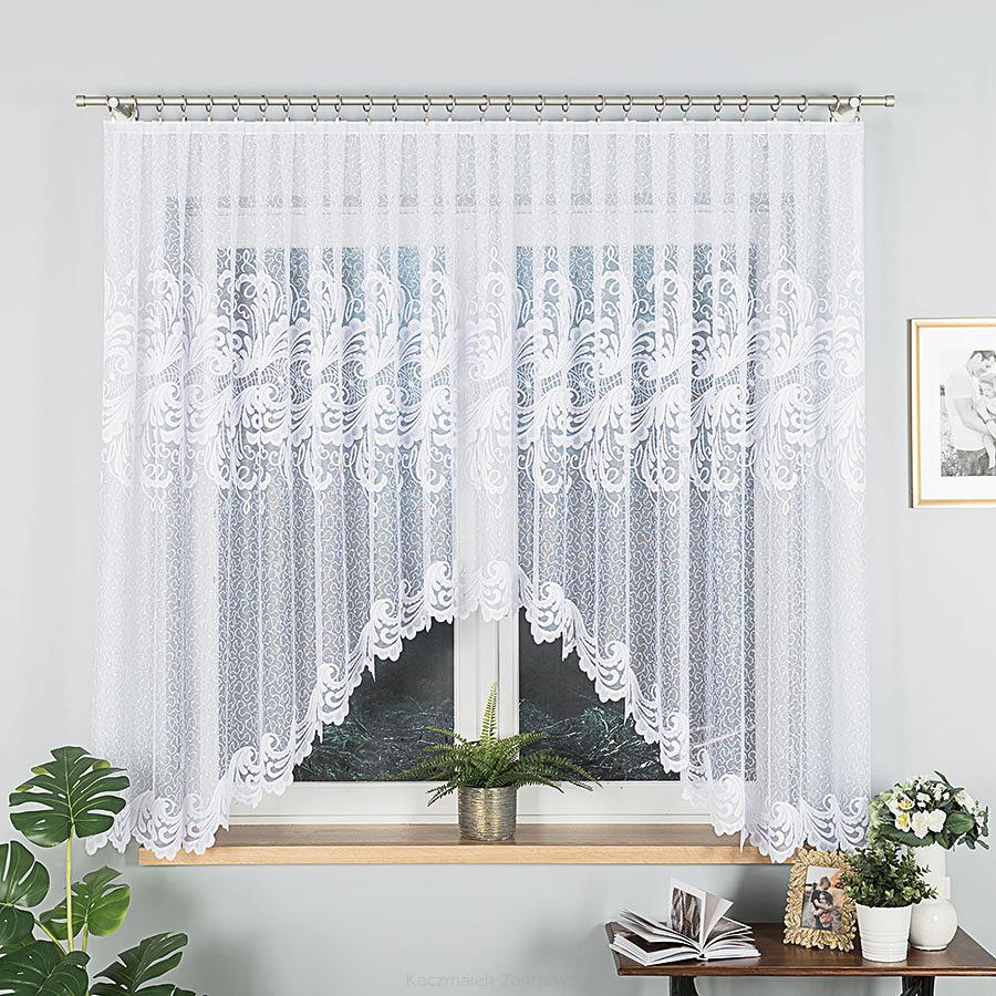 Firanka żakardowa gotowa na żabki IWONA 400x160 biała