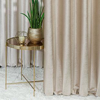 Zasłona gotowa na przelotkach ELEONORA 140x250 kremowa ze złotym nadrukiem