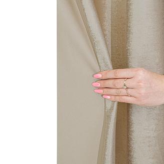 Zasłona gotowa na przelotkach ELEONORA 140x250 kremowa ze złotym nadrukiem