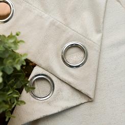 Zasłona gotowa na przelotkach ELEONORA 140x250 kremowa ze złotym nadrukiem