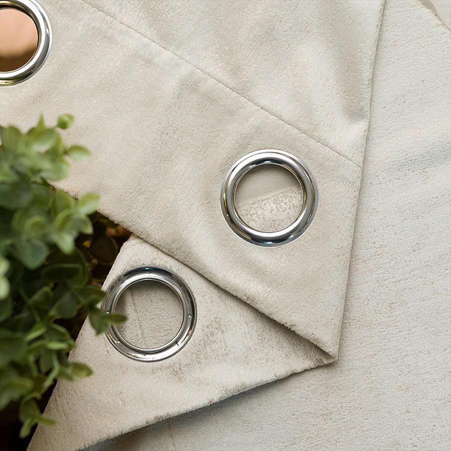 Zasłona gotowa na przelotkach ELEONORA 140x250 kremowa ze złotym nadrukiem