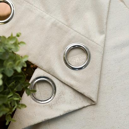 Zasłona gotowa na przelotkach ELEONORA 140x250 kremowa ze złotym nadrukiem