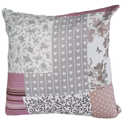 Poszewka bawełniana 40x40 różowa patchwork serca motyle kwiaty