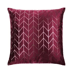 Poszewka dekoracyjna NORD 45x45 welurowa bordowa geometria