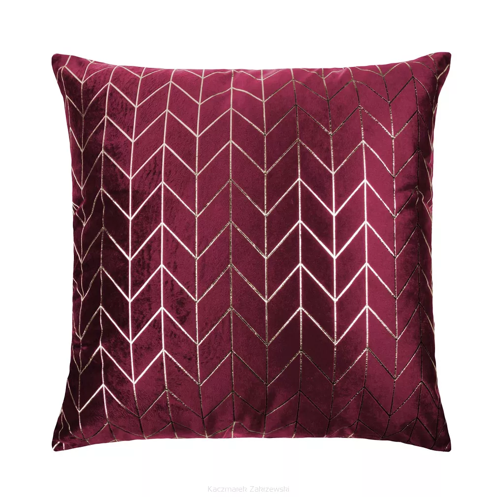 Poszewka dekoracyjna NORD 45x45 welurowa bordowa geometria