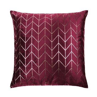 Poszewka dekoracyjna NORD 45x45 welurowa bordowa geometria