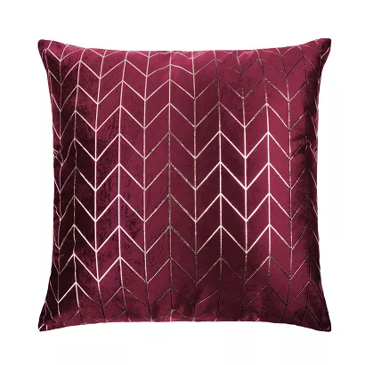 Poszewka dekoracyjna NORD 45x45 welurowa bordowa geometria