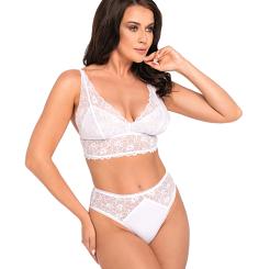 Figi damskie z wysokim stanem i koronką Babell kod 191/1 białe