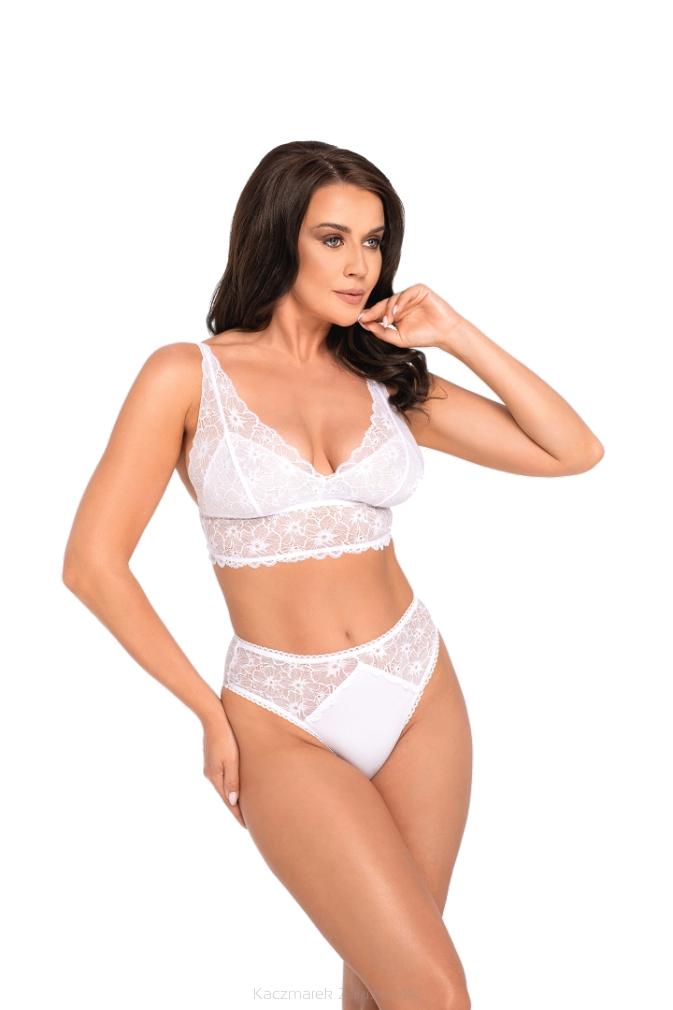 Figi damskie z wysokim stanem i koronką Babell kod 191/1 białe